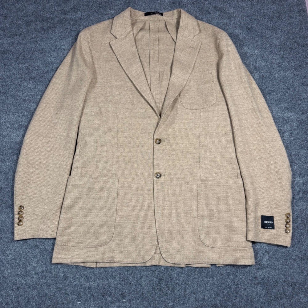 Todd Snyder Sport Coat Blazer Mens 44L Camel Cotton Wool Made in Italy NWT